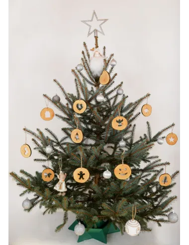 Glob de craciun  - Clopotel din felie de lemn New Way Decor  - 3