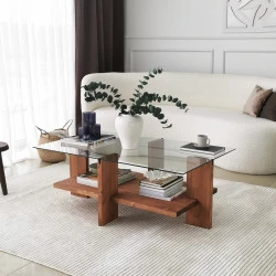 Masa cafea cu sticla stil industrial 105 X 40 X 60 Babylon - 1