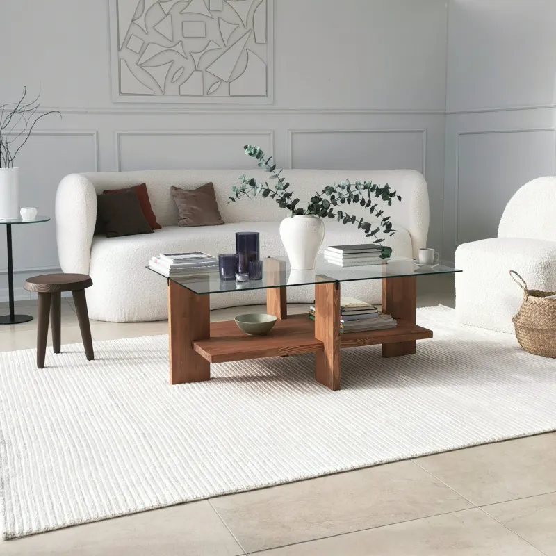 Masa cafea cu sticla stil industrial 105 X 40 X 60 Babylon  - 3