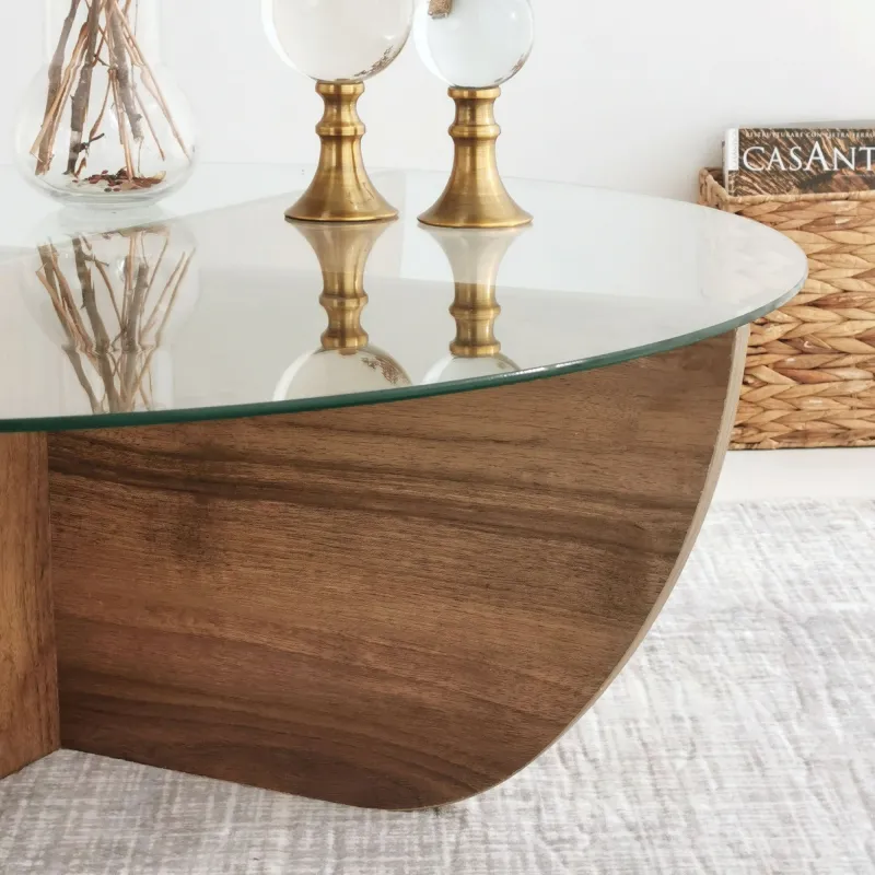 Masa cafea cu sticla 90 X 30 X 90 Lily - Walnut  - 6