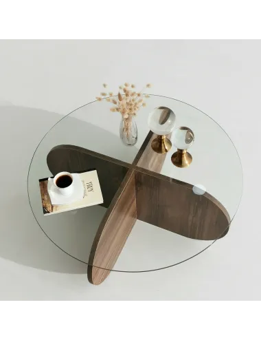 Masa de cafea cu sticla 75 X 35 X 75 Bubble - Walnut  - 5