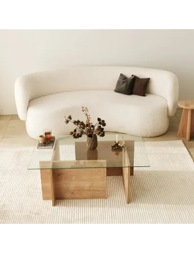 Masa de cafea cu sticla si raft 105 X 40 X 65 Escape - Sapphire Oak  - 3