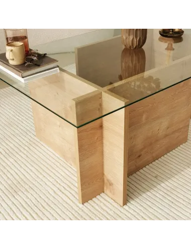 Masa de cafea cu sticla si raft 105 X 40 X 65 Escape - Sapphire Oak  - 4