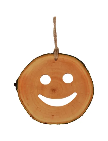 Decoratiune de craciun - Smiley din felie de lemn New Way Decor - 1
