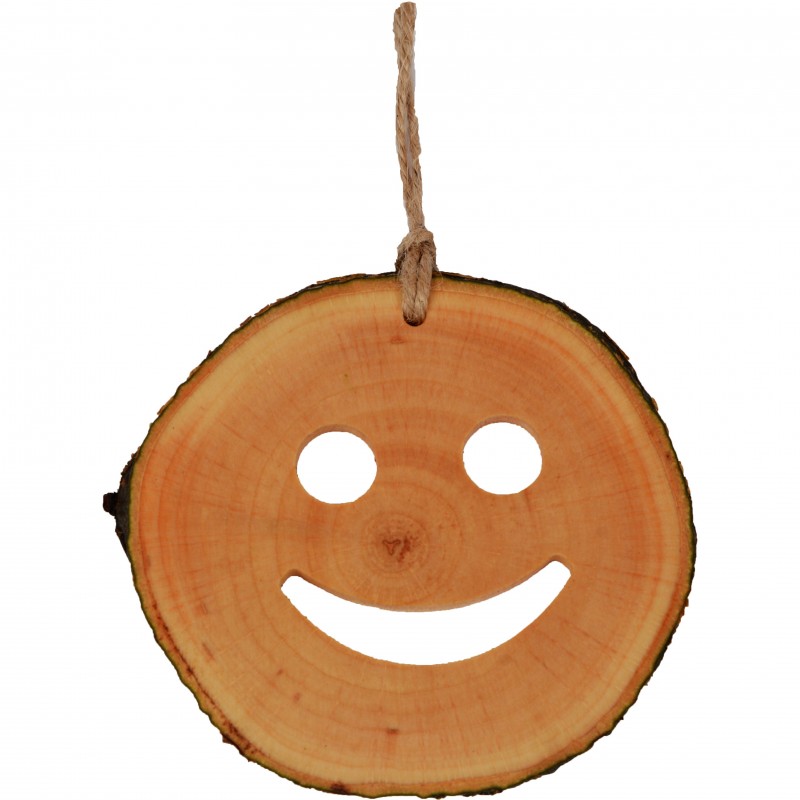 Decoratiune de craciun - Smiley din felie de lemn New Way Decor - 1