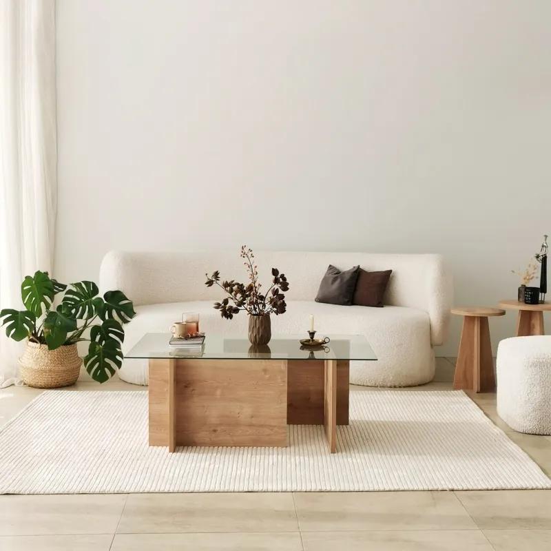 Masa de cafea cu sticla si raft 105 X 40 X 65 Escape - Sapphire Oak  - 5