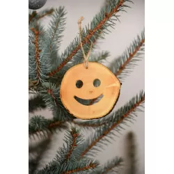 Decoratiune de craciun - Smiley din felie de lemn New Way Decor - 2