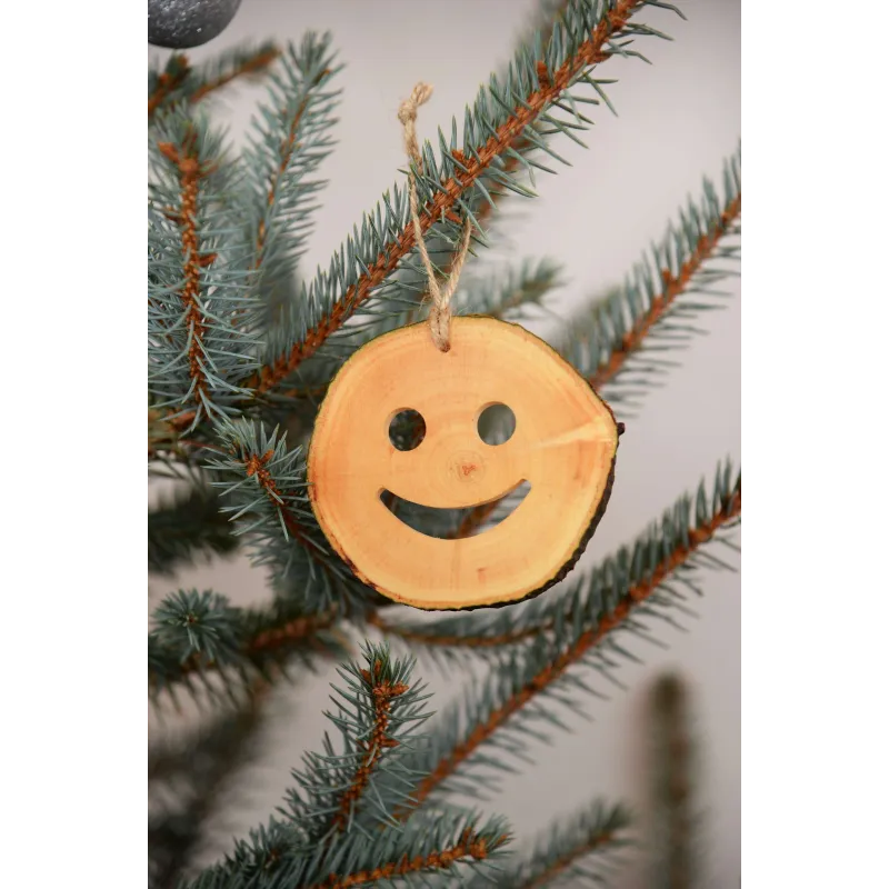 Decoratiune de craciun  - Smiley din felie de lemn New Way Decor  - 2