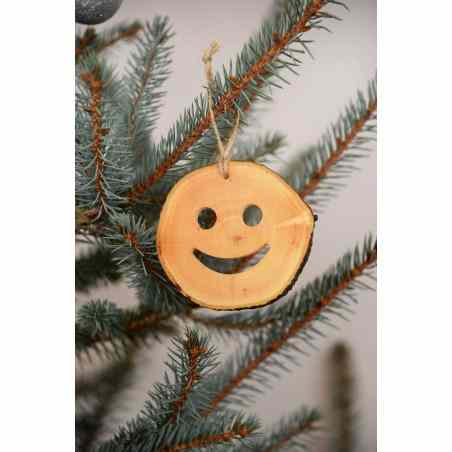 Decoratiune de craciun - Smiley din felie de lemn New Way Decor - 1
