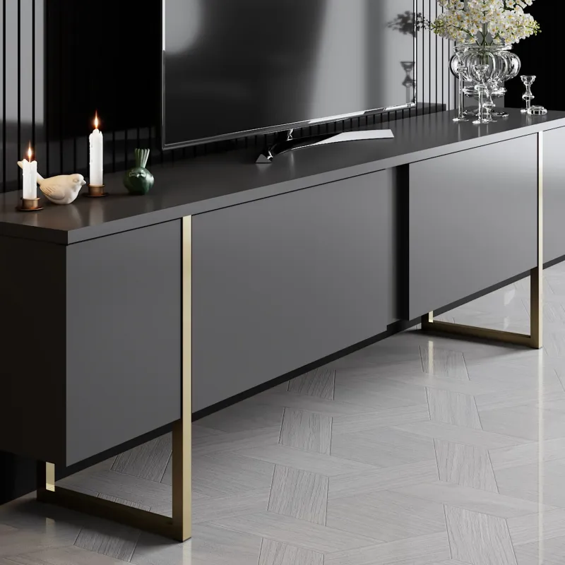 Comoda TV 180 X 30 X 50 Luxe - Anthracite, Gold  - 3