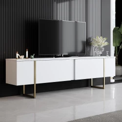 Comoda TV 180 X 30 X 50 Luxe - White, Gold - 1