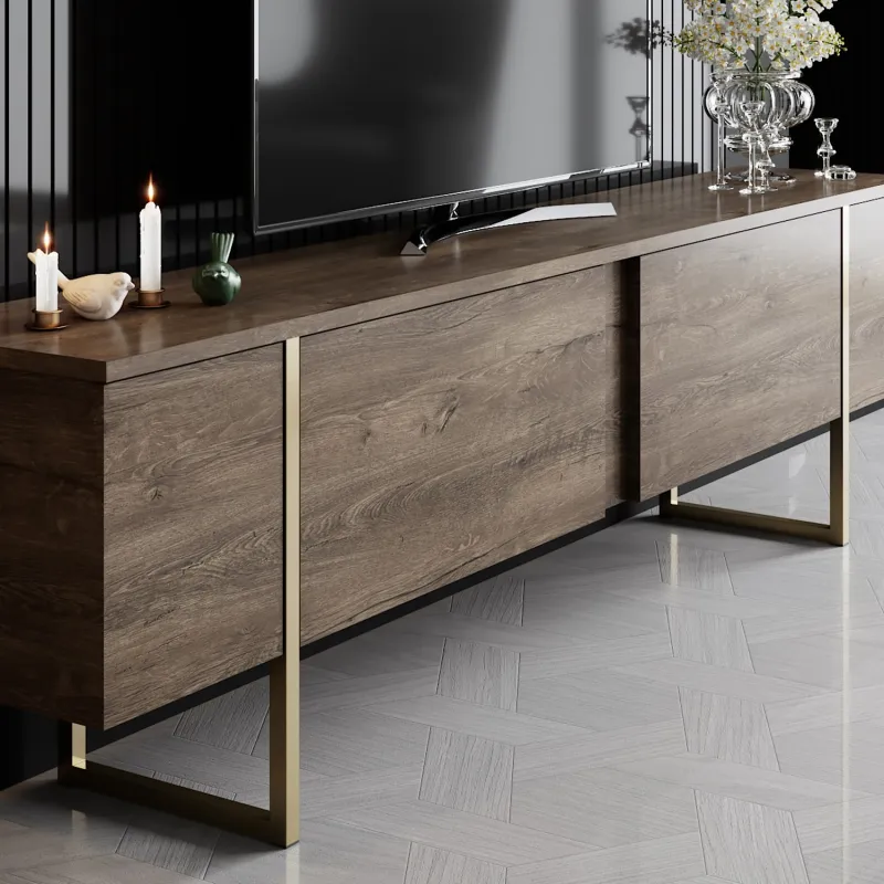 Comoda TV 180 X 30 X 50 Luxe - Walnut, Gold  - 3