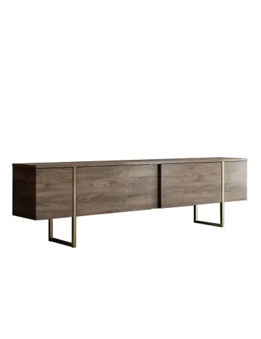 Comoda TV 180 X 30 X 50 Luxe - Walnut, Gold  - 6