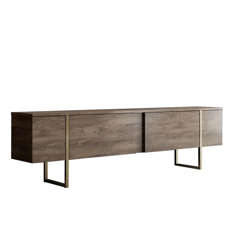 Comoda TV 180 X 30 X 50 Luxe - Walnut, Gold  - 6