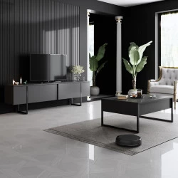 Comoda TV 180 X 30 X 50 Luxe - Anthracite, Black - 2