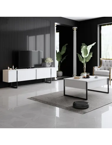 Comoda TV 180 X 30 X 50 Luxe - White, Black  - 2