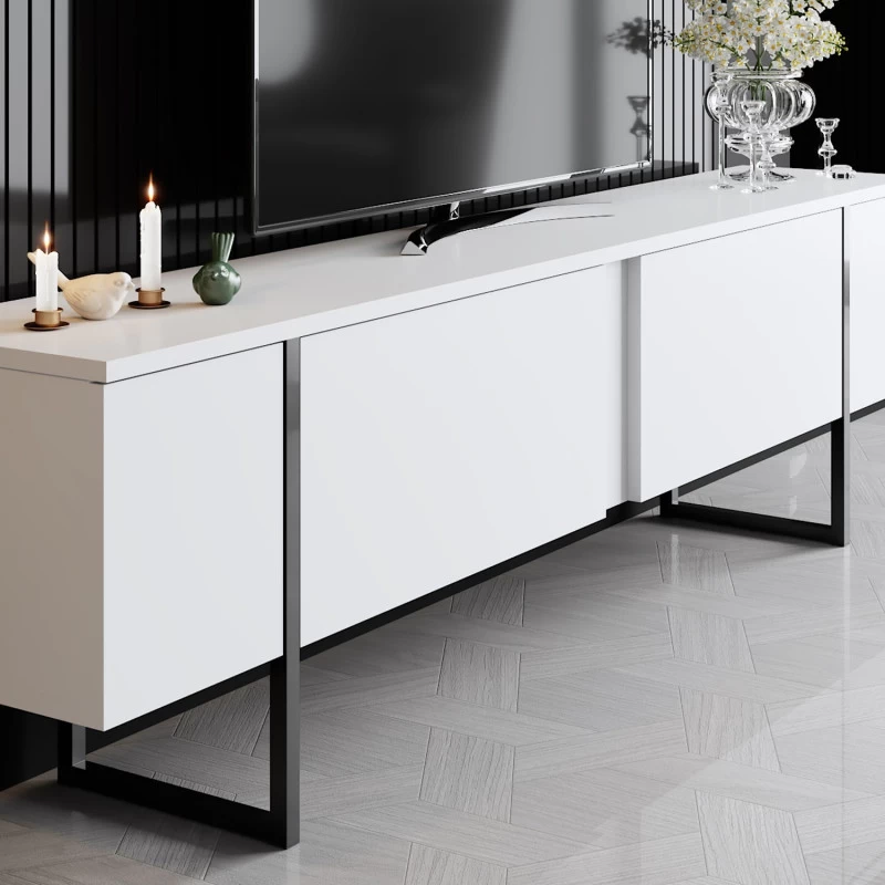 Comoda TV 180 X 30 X 50 Luxe - White, Black  - 3