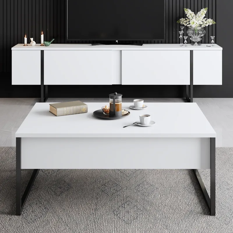 Comoda TV 180 X 30 X 50 Luxe - White, Black  - 4