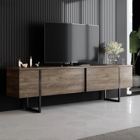 Comoda TV 180 X 30 X 50 Luxe - Walnut, Black  - 1