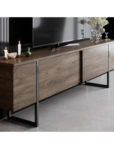 Comoda TV 180 X 30 X 50 Luxe - Walnut, Black  - 3