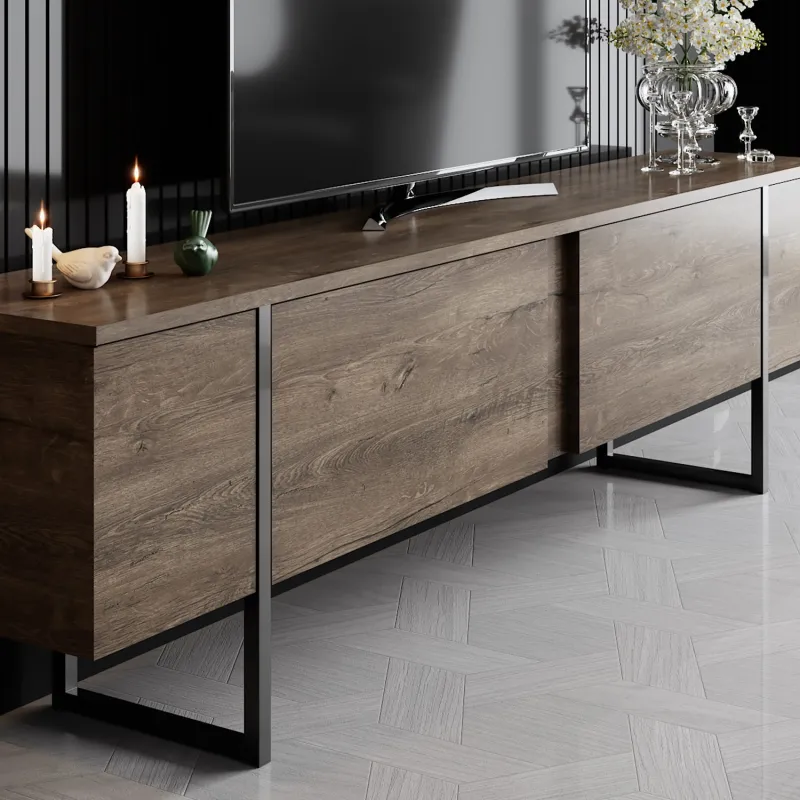 Comoda TV 180 X 30 X 50 Luxe - Walnut, Black  - 3