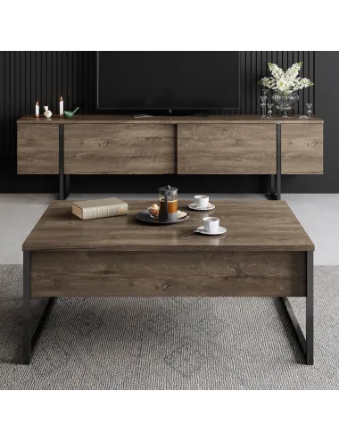 Comoda TV 180 X 30 X 50 Luxe - Walnut, Black  - 4