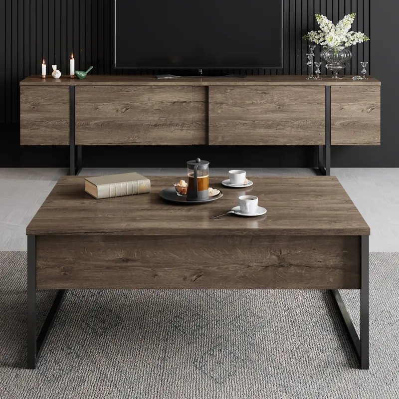 Comoda TV 180 X 30 X 50 Luxe - Walnut, Black  - 4