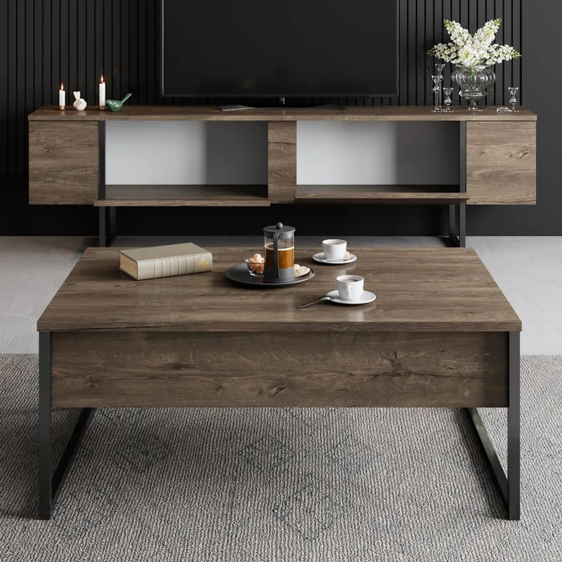 Comoda TV 180 X 30 X 50 Luxe - Walnut, Black  - 5