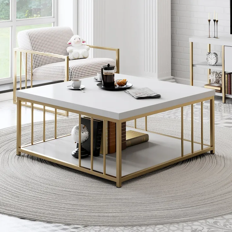 Masa Cafea 90 X 30 X 40 Zenn - White, Gold  - 3