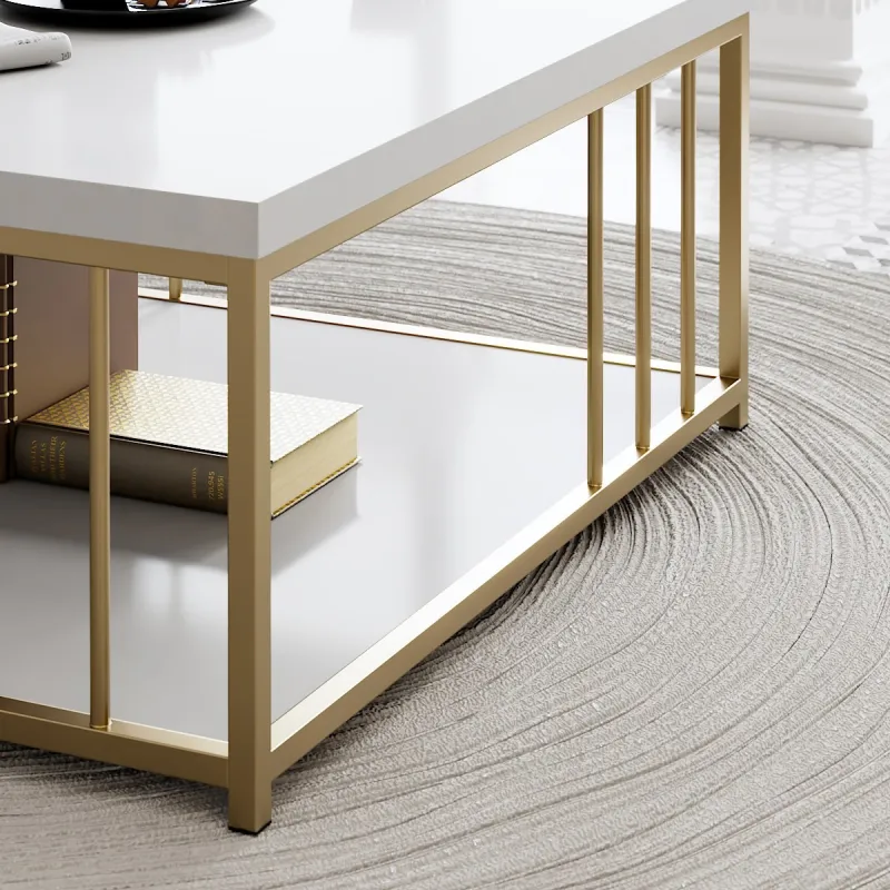 Masa Cafea 90 X 30 X 40 Zenn - White, Gold  - 4