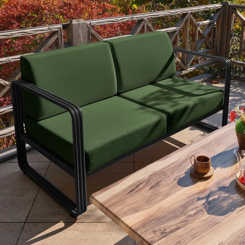 Canapea Gradina 2 locuri 151 X 66 X 70 Solaris -  Black, Green  - 1