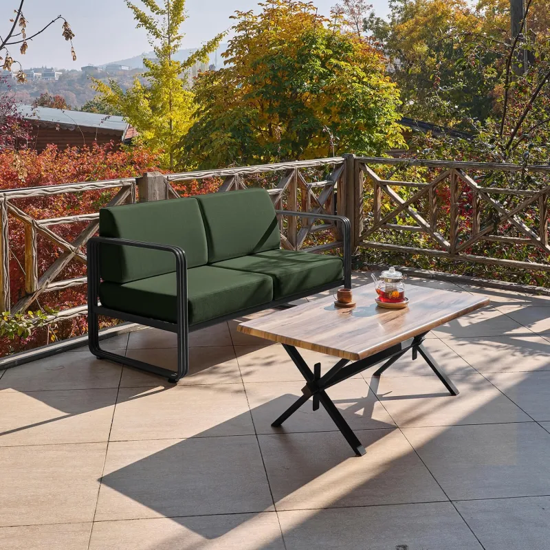 Canapea Gradina 2 locuri 151 X 66 X 70 Solaris -  Black, Green  - 3