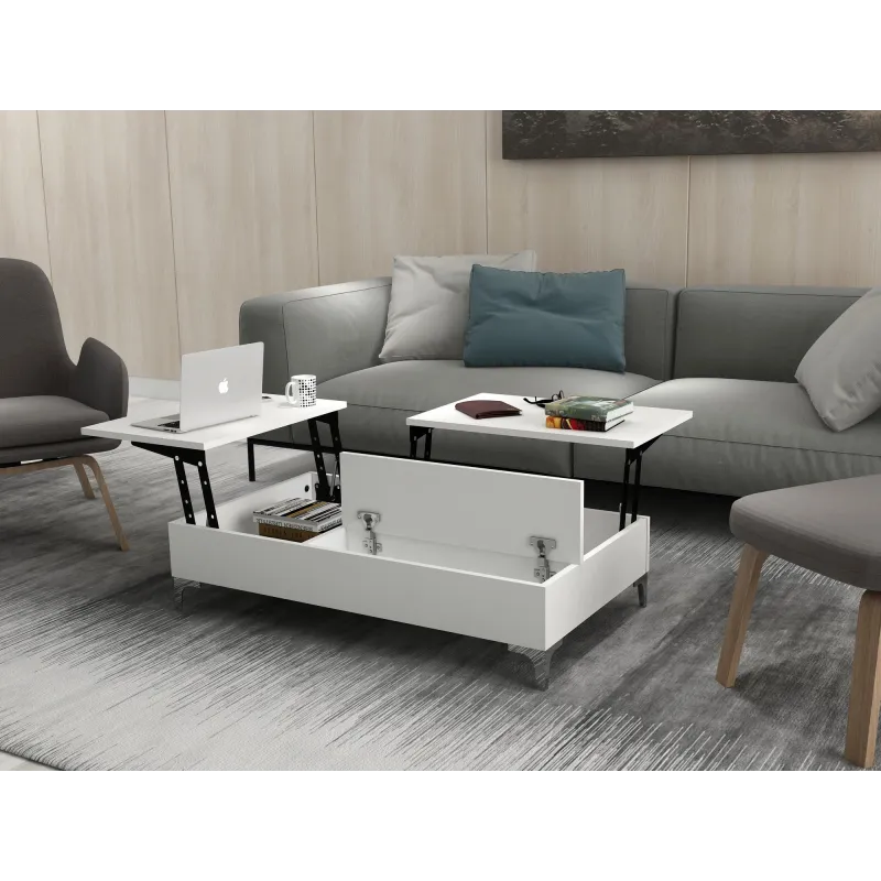 Masa Cafea cu Spatiu Depozitare 121 X 28 X 69.2 Esinti - White  - 1