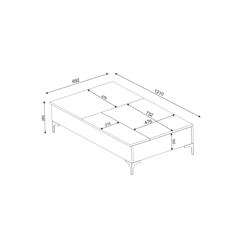 Masa Cafea cu Spatiu Depozitare 121 X 28 X 69.2 Esinti - White  - 5