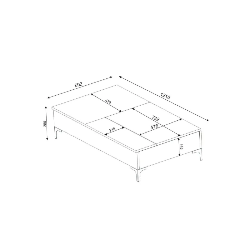 Masa Cafea Cu Spatiu Depozitare 121 X 28 X 69.2 Esinti - Walnut  - 5