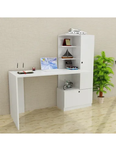 Birou cu Dulap si Rafturi Merinos - White - 1