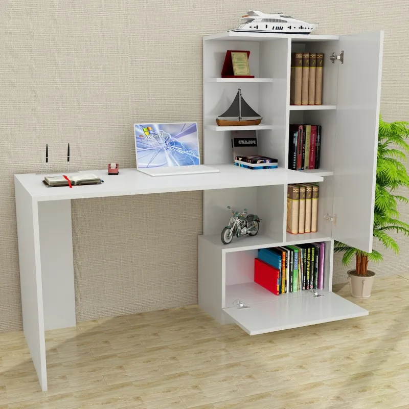 Birou cu Dulap si Rafturi Merinos - White  - 2