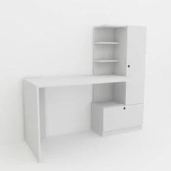 Birou cu Dulap si Rafturi Merinos - White  - 3