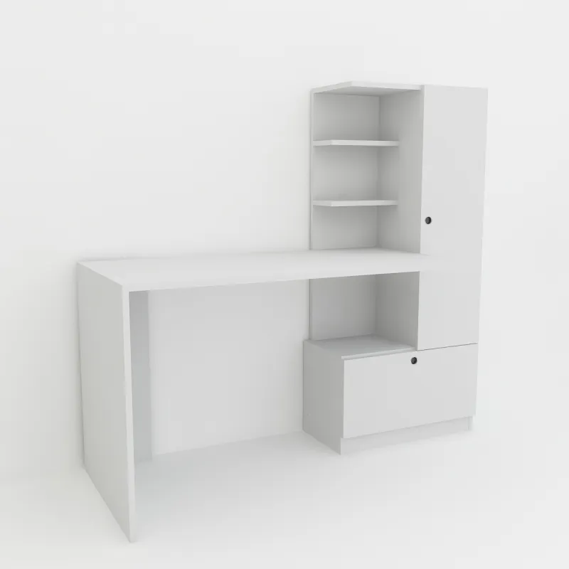 Birou cu Dulap si Rafturi Merinos - White  - 3