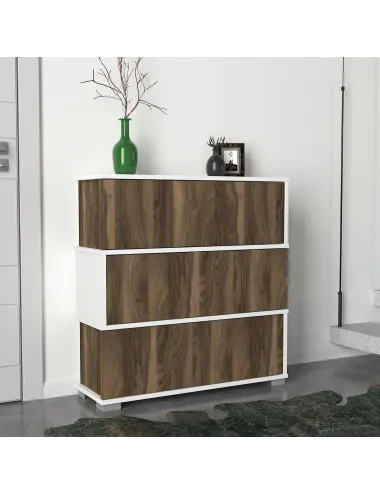 Dulap Hol Incaltaminte Napolyon - White, Walnut 90 X 93 X 30 - 1