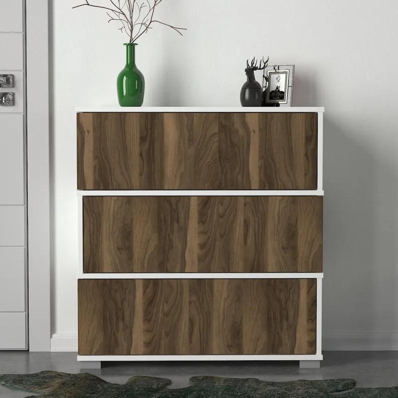 Dulap Hol Incaltaminte Napolyon - White, Walnut 90 X 93 X 30  - 2