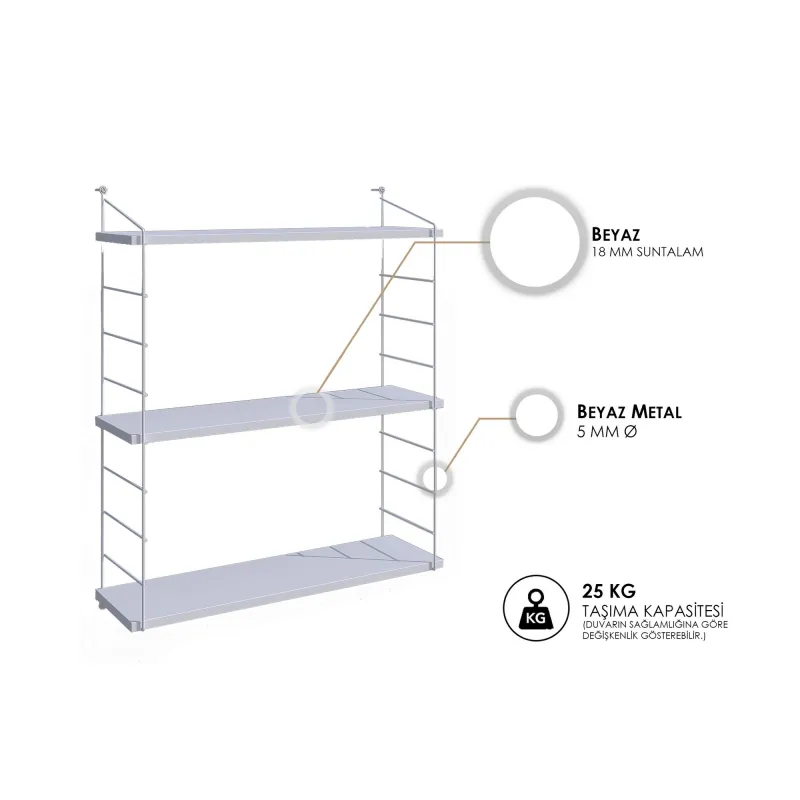 Raft Armoni 3 lu - Shiny White 72 X 85 X 20  - 3