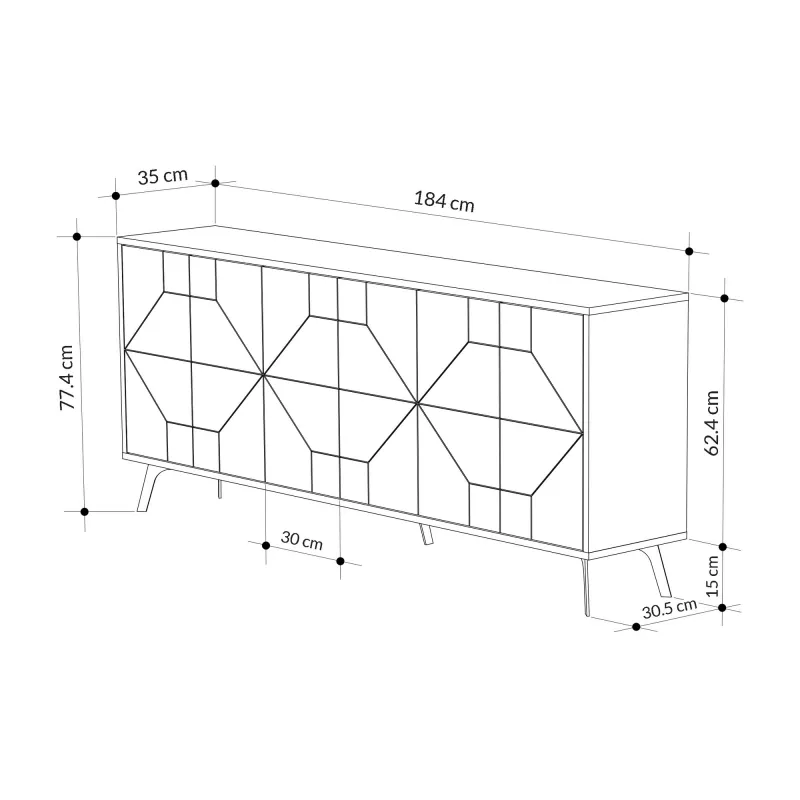 Dulap tip Consola Dune - Anthracite 183.8 X 77.4 X 35  - 6
