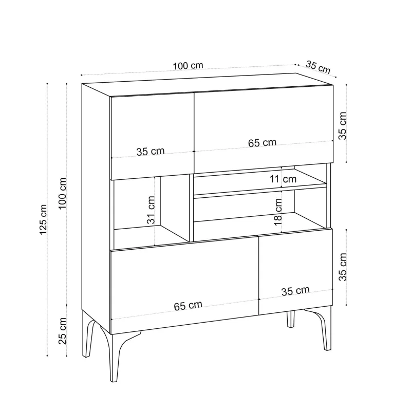 Dulap Tip Consola Krista - Sapphire Oak 100 X 35 X 125  - 5
