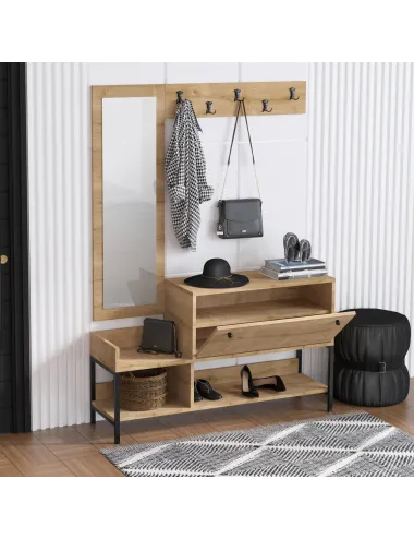 Cuier cu Dulapior si Oglinda Nonso - Sapphire Oak  - 3