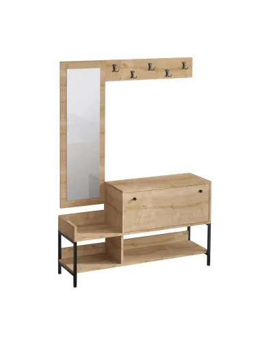 Cuier cu Dulapior si Oglinda Nonso - Sapphire Oak  - 4