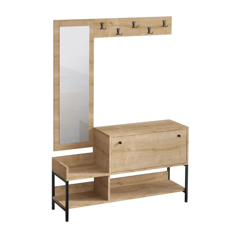 Cuier cu Dulapior si Oglinda Nonso - Sapphire Oak  - 4