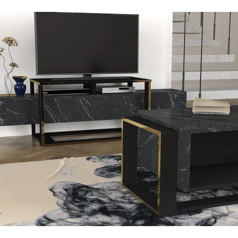 Masa Cafea Negru cu Auriuiu Bianco 106.4 X 40.4 X 60  - 4