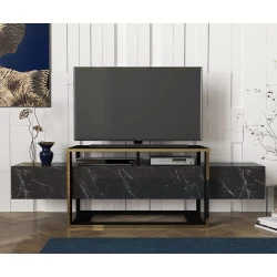 Comoda TV Bianco Negru cu Auriuiu 160 X 49.8 X 46.1 - 2