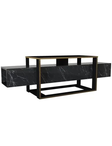 Comoda TV Bianco Negru cu Auriuiu 160 X 49.8 X 46.1  - 4